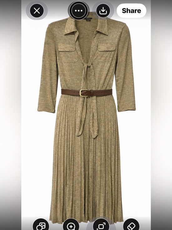 Theory Dresses & Skirts - Theory Tan Pleated Tie-Front Dress Small Quiet Luxury Minimalist